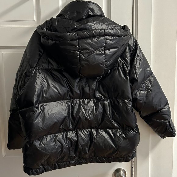 Shiny Black Puffer with Hood - Picture 9 of 12